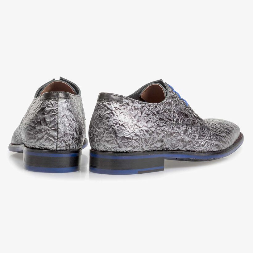 Dunkelgrauer Premium Lackleder-Schn&uuml;rschuh mit Print