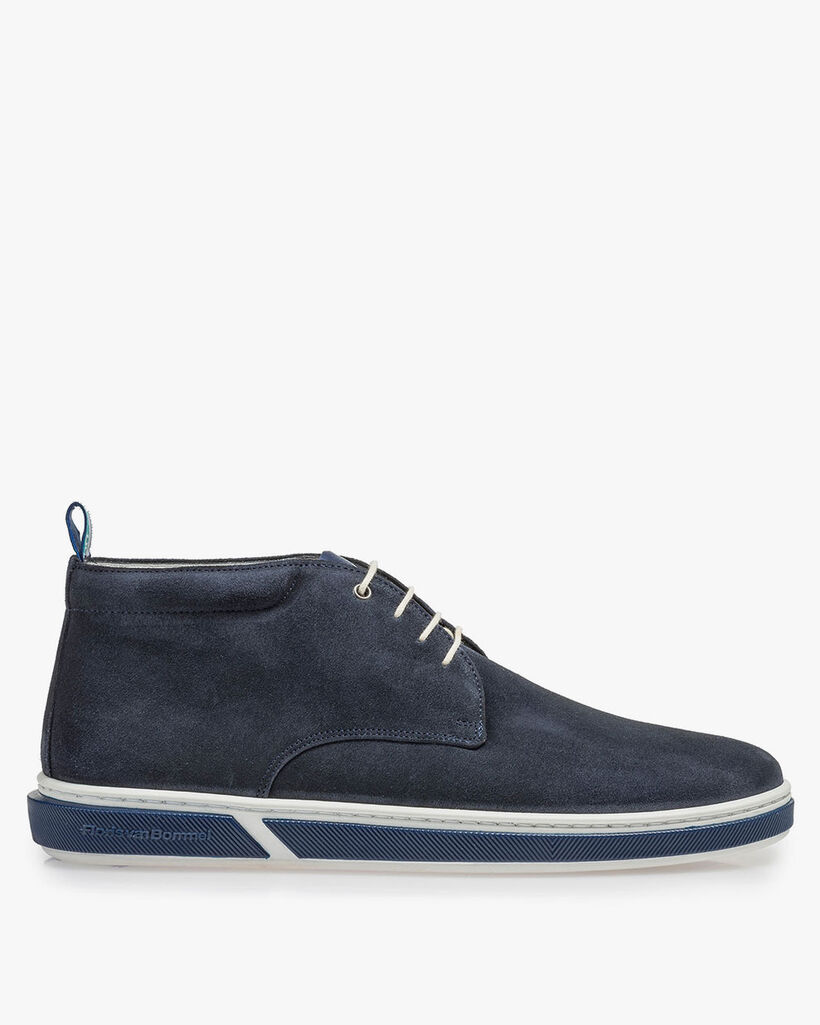 Dunkelblauer Wildleder-Schn&uuml;rstiefel