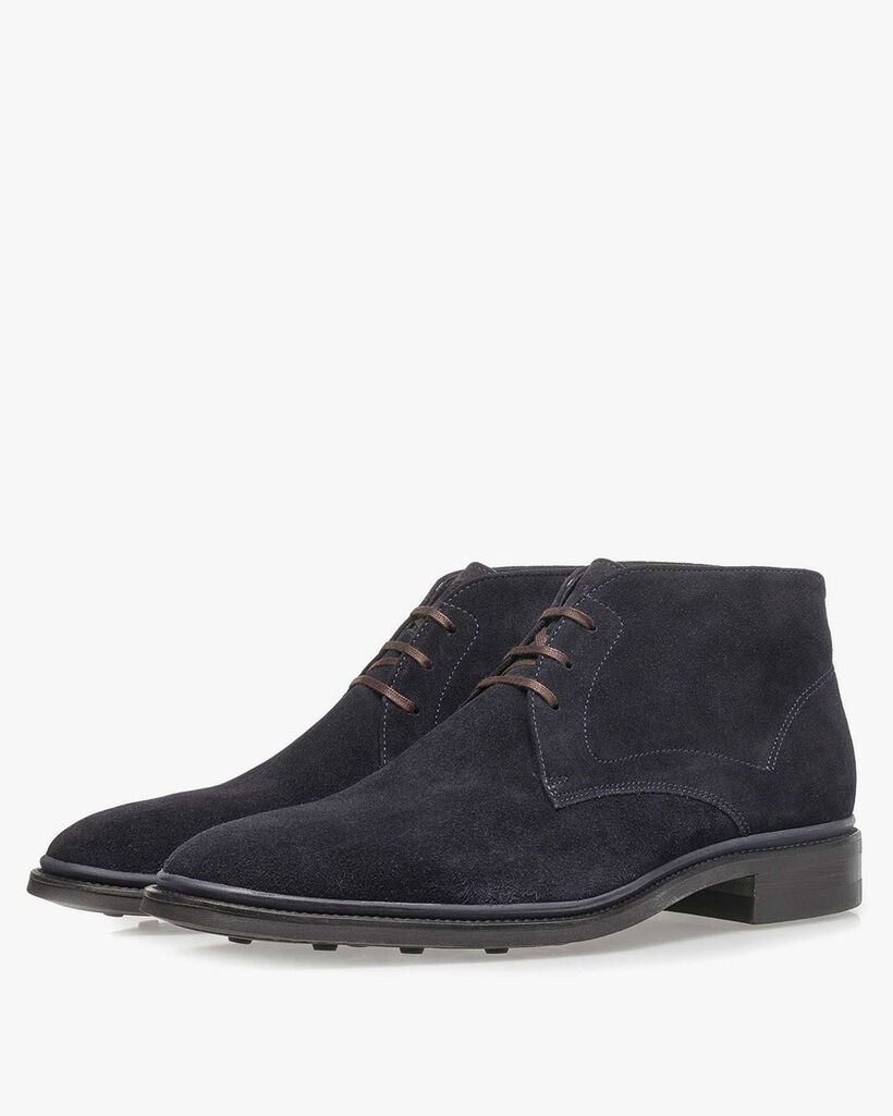 Schn&uuml;rstiefel Wildleder blau
