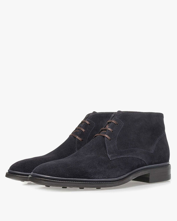 Schn&uuml;rstiefel Wildleder blau