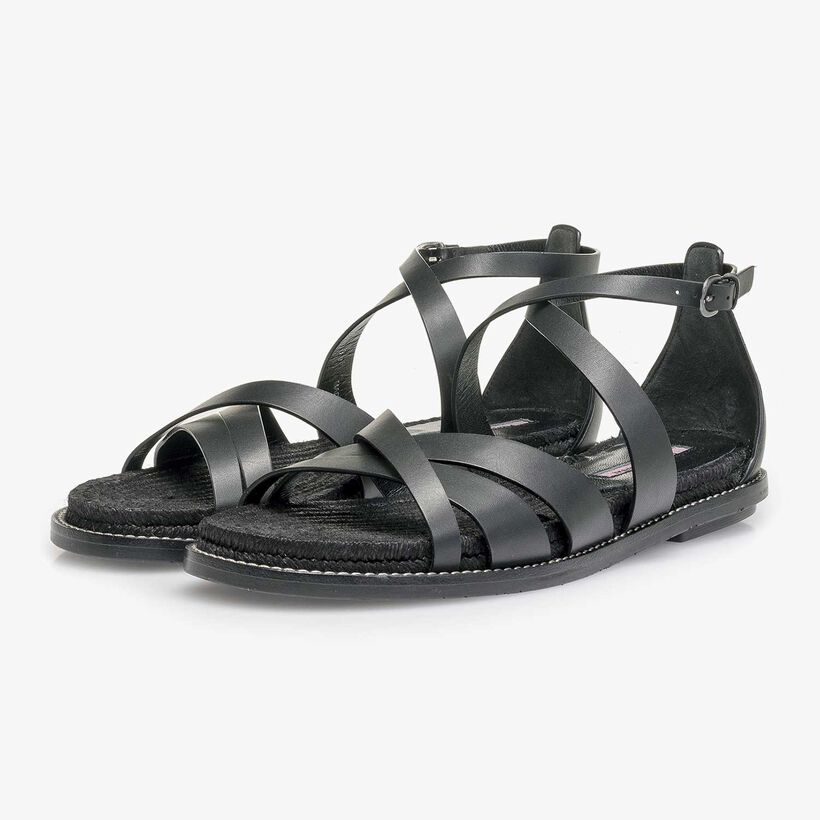 Schwarze Leder-Sandale