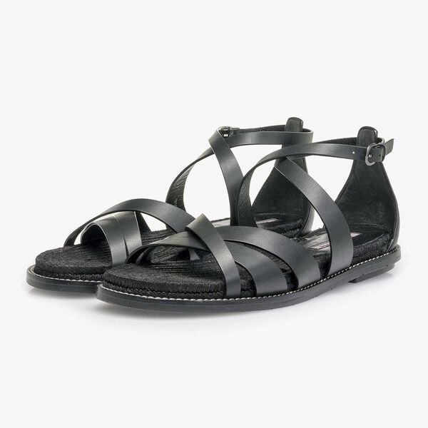 Schwarze Leder-Sandale