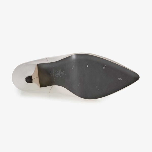 Cremewei&szlig;e Nappaleder-Schaftstiefel
