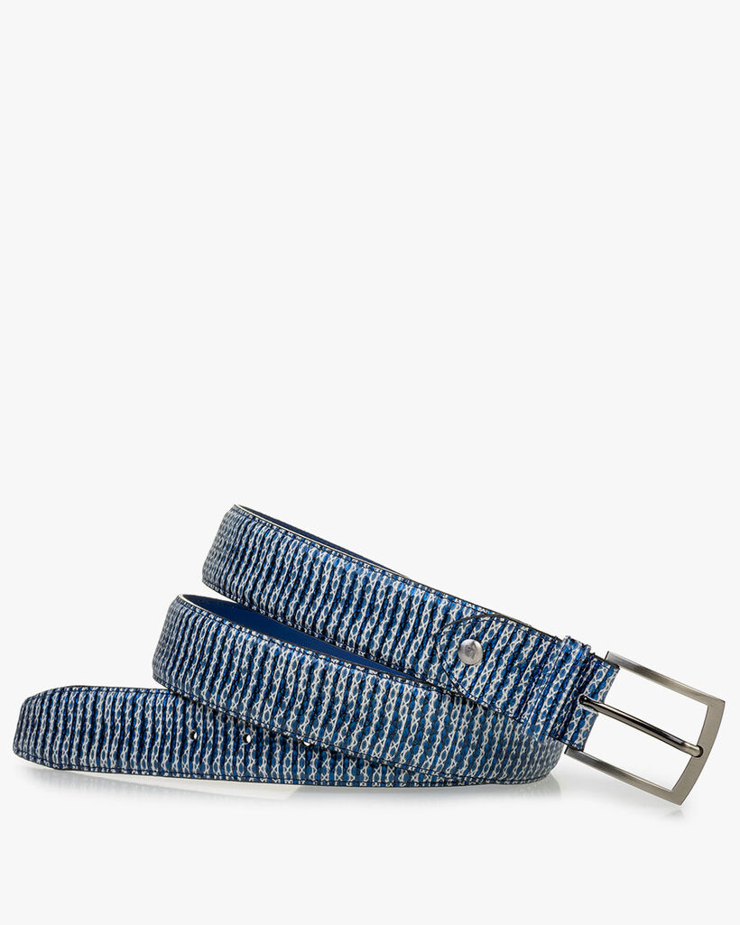 G&uuml;rtel metallic mit Print blau