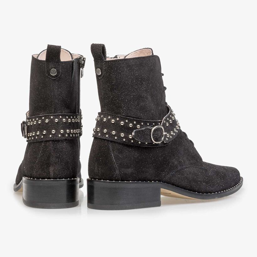 Schwarzer Biker-Stiefel mit Glitzereffekt