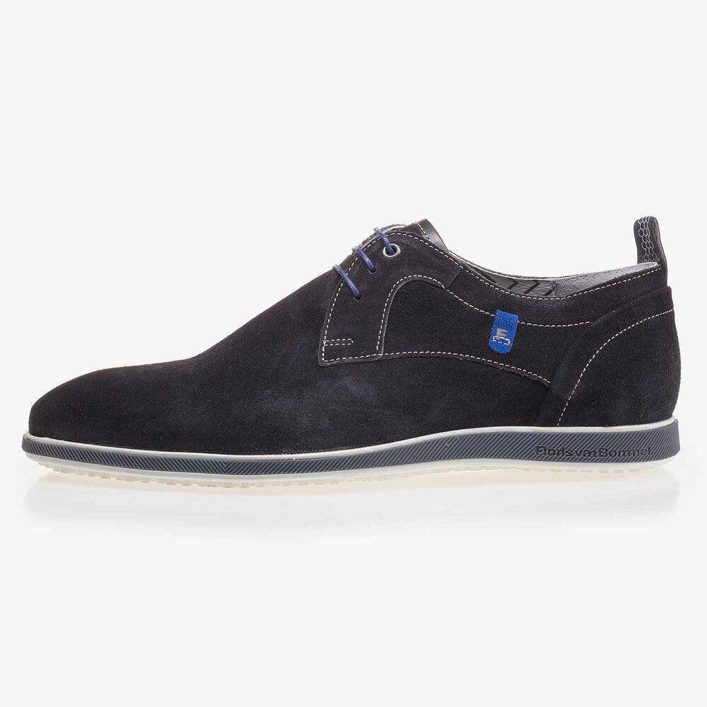 Dark blue suede leather lace shoe