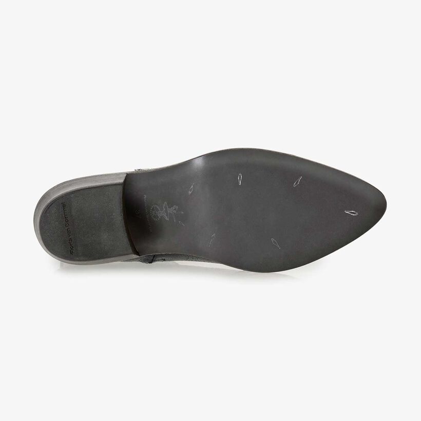 Dunkelblaue Leder-Stiefelette mit Metallic-Print
