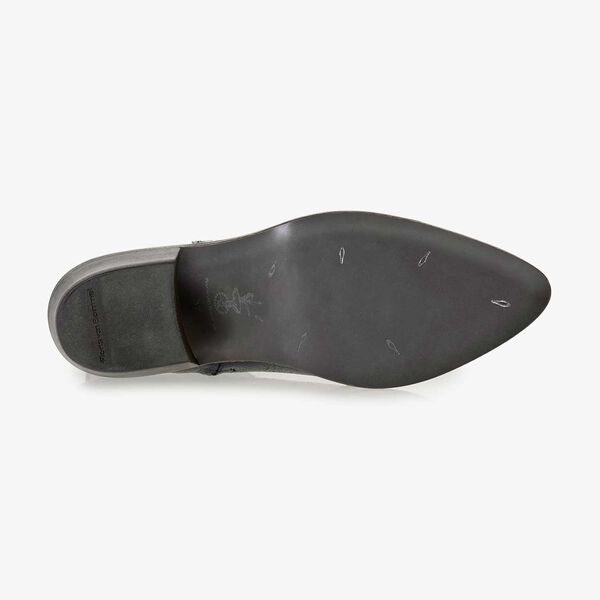 Dunkelblaue Leder-Stiefelette mit Metallic-Print