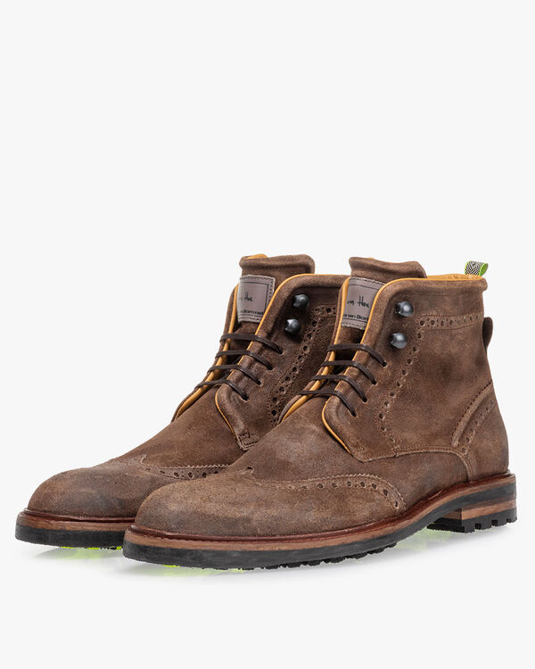 Lace boot suede cognac