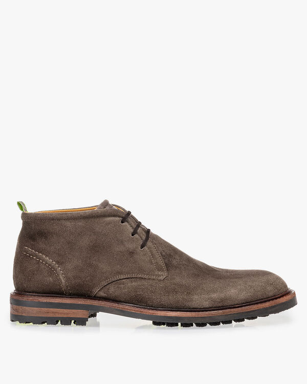 Schn&uuml;rstiefel Wildleder dunkles taupe