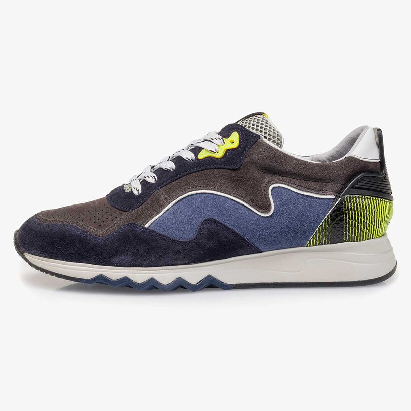 Gelb-blauer Wildleder-Sneaker