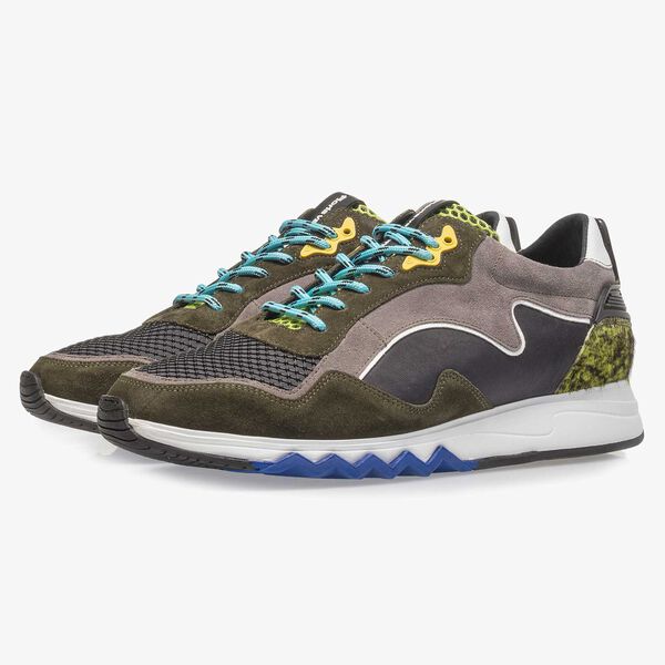 Gr&uuml;n-gelber Wildleder-Sneaker