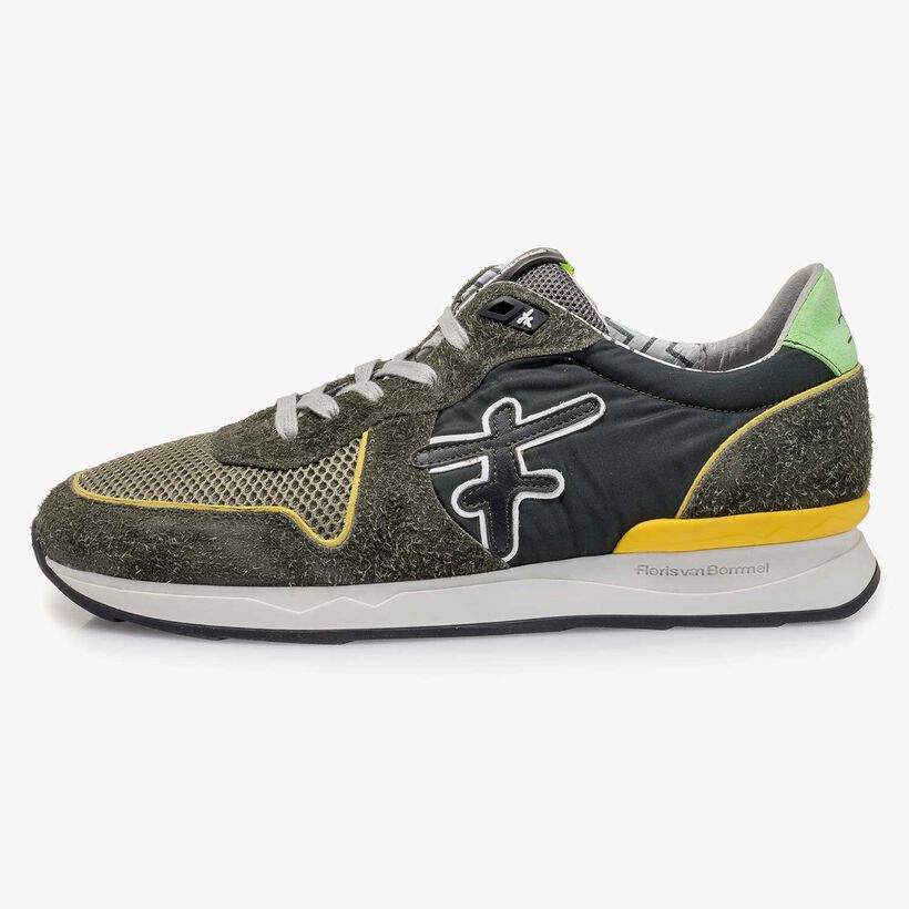 Green-yellow suede leather sneaker