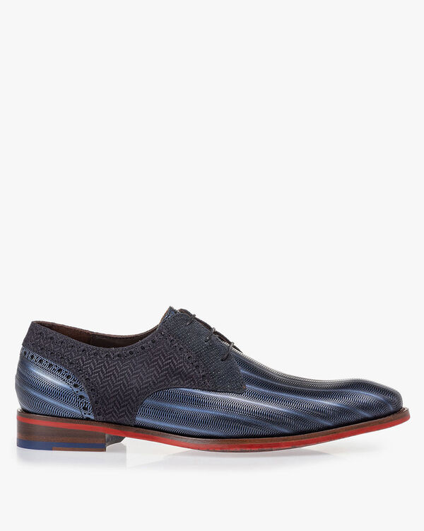 Schn&uuml;rschuh metallic blau