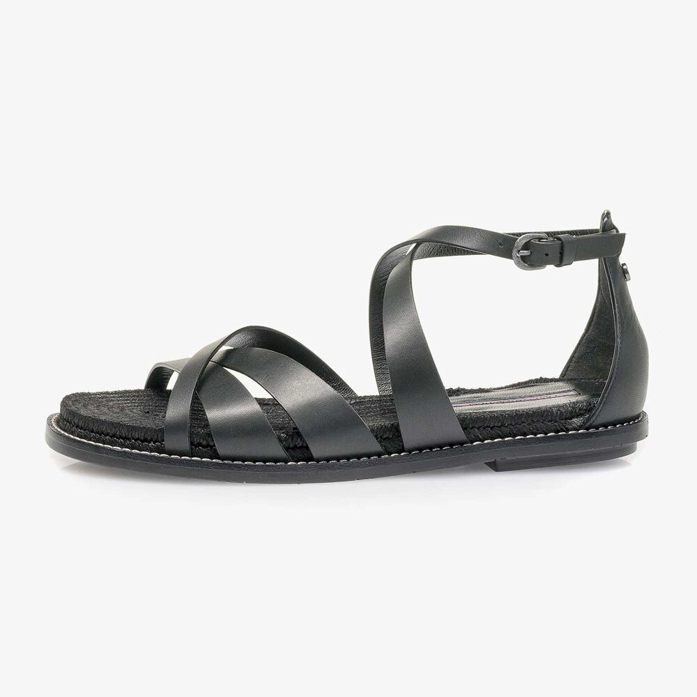 Schwarze Leder-Sandale