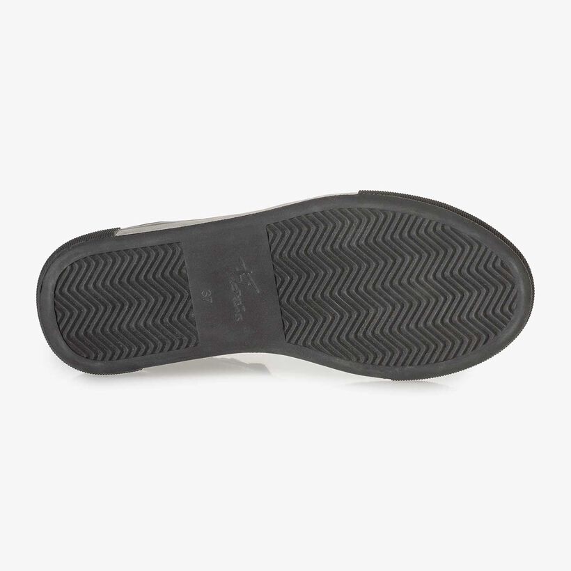 Dark silver-coloured leather lace shoe with a metallic print