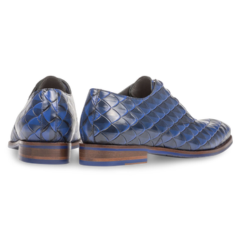 Blauer Premium Leder-Schn&uuml;rschuh mit Print