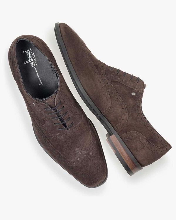 Brauner Kalbswildleder-Brogue