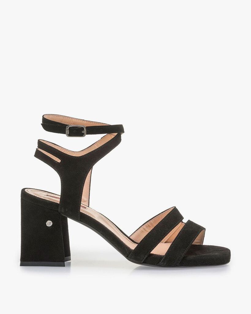 Schwarze Wildleder-Sandalette