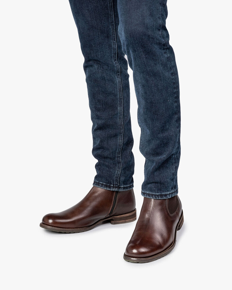 Mit Lammfell gef&uuml;tterter brauner Chelsea Boot