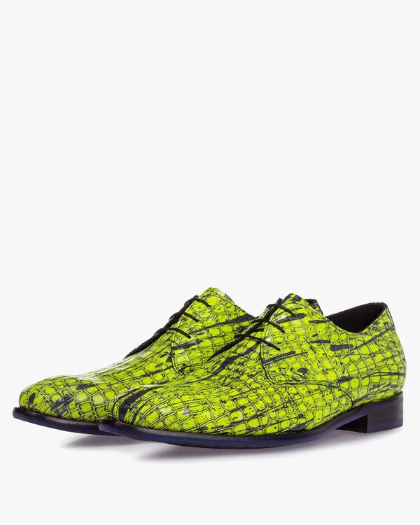 Schn&uuml;rschuh Lackleder gelb