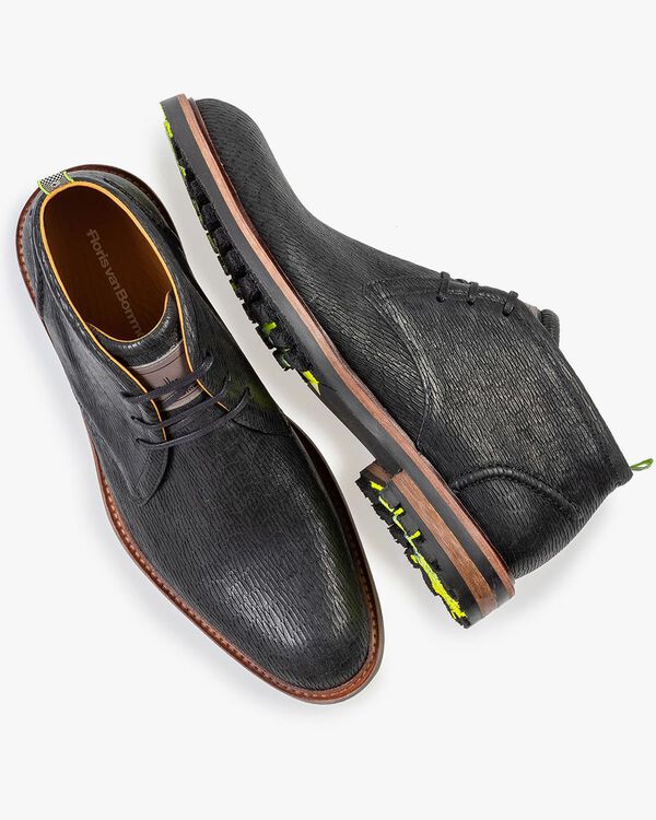 Schn&uuml;rstiefel schwarz mit Print
