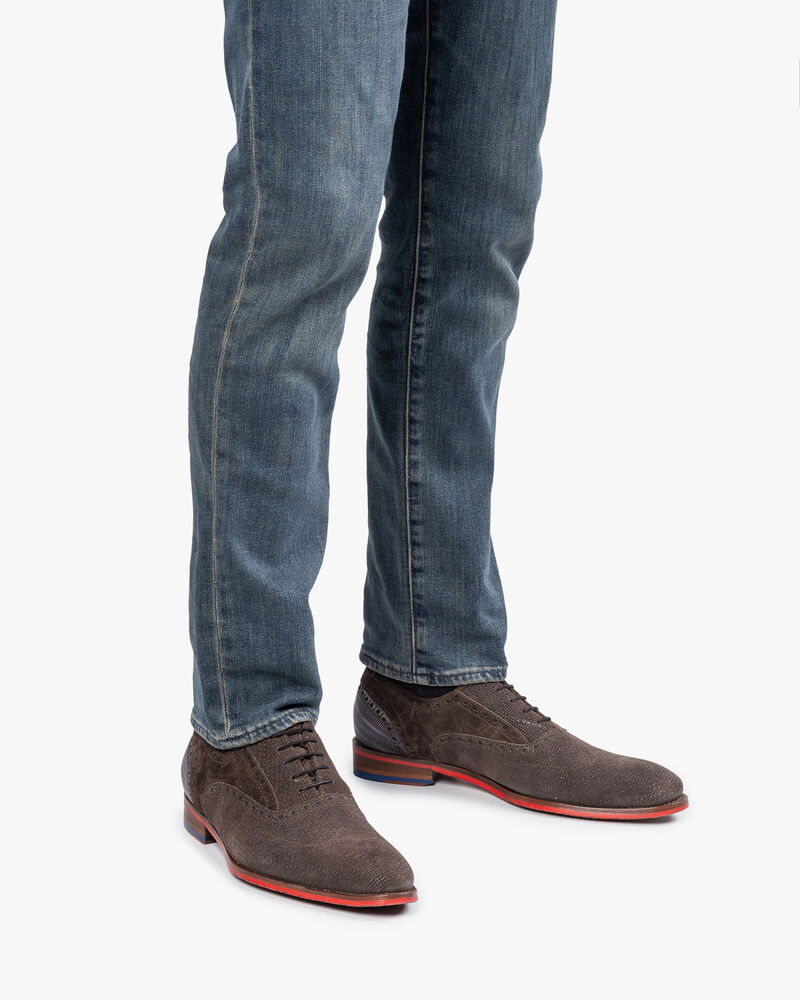 Schn&uuml;rschuh dunkelbraun mit Print