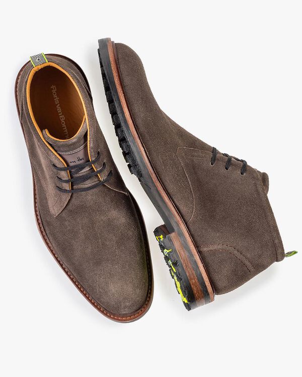 Schn&uuml;rstiefel Wildleder dunkles taupe