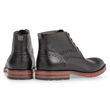 Schn&uuml;rstiefel Strukturleder schwarz