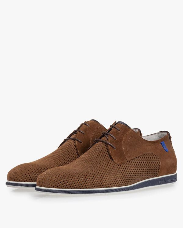 Schn&uuml;rschuh cognac Wildleder