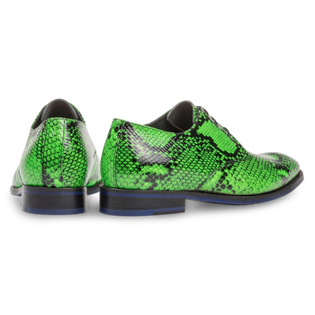 Neongr&uuml;ner Premium Leder-Schn&uuml;rschuh mit Schlangenprint