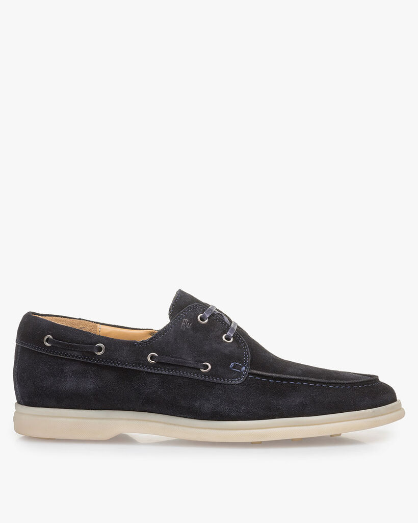 Dunkelblauer Wildleder-Bootsschuh
