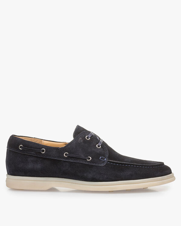 Dunkelblauer Wildleder-Bootsschuh