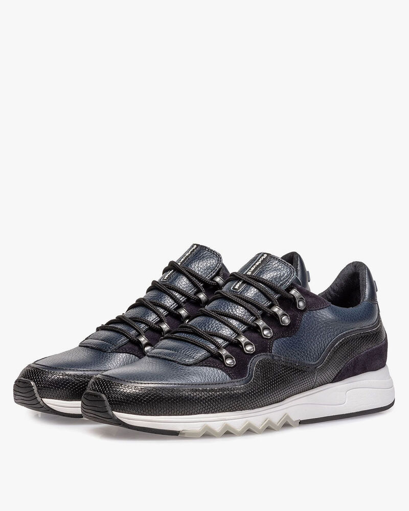 Leder-Sneaker blau