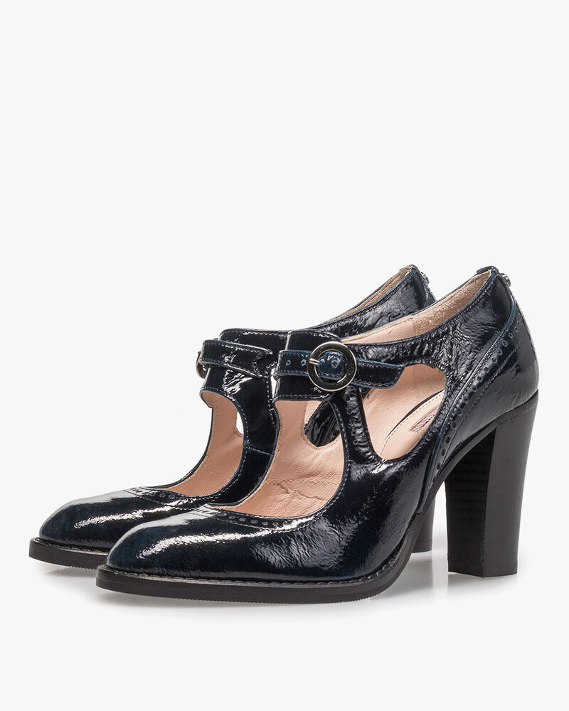 Blaue Lackleder-Pumps
