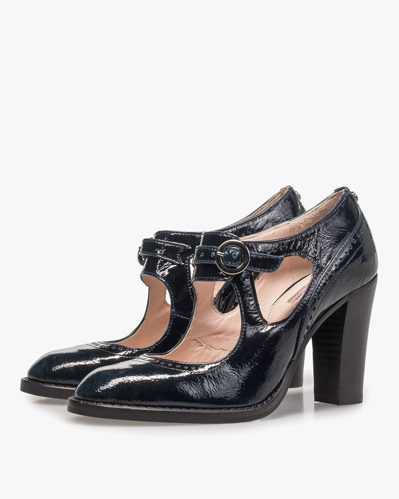Blaue Lackleder-Pumps