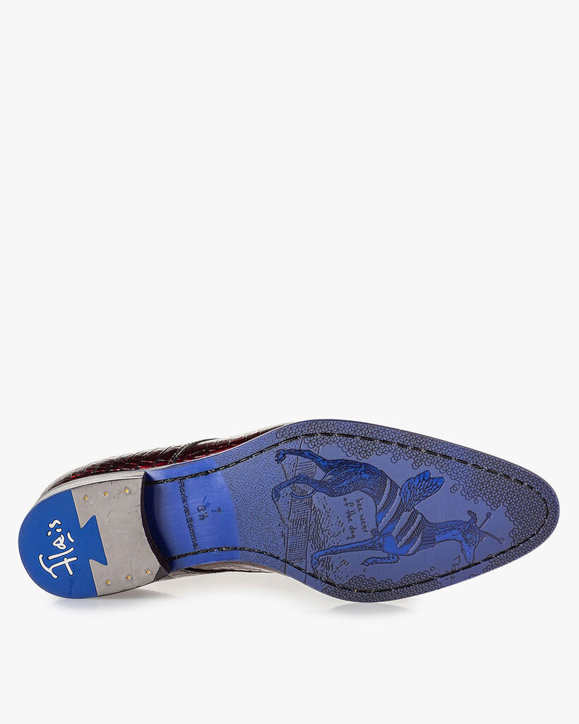 Schn&uuml;rschuh rotes Krokoleder