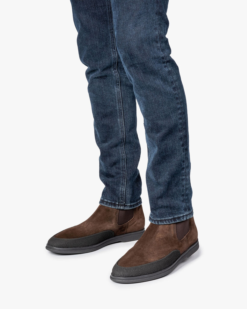 Suede leather Chelsea boot dark brown