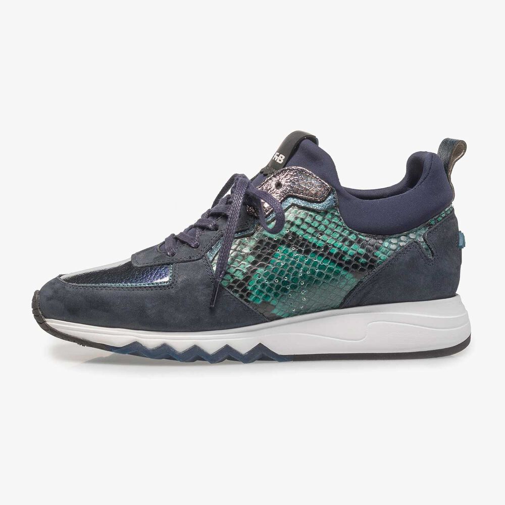 Dunkelblauer Wildleder Sneaker mit Print
