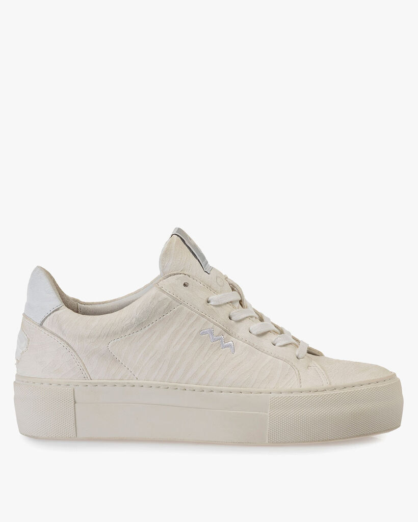 Sneaker Leder mit Print wei&szlig;