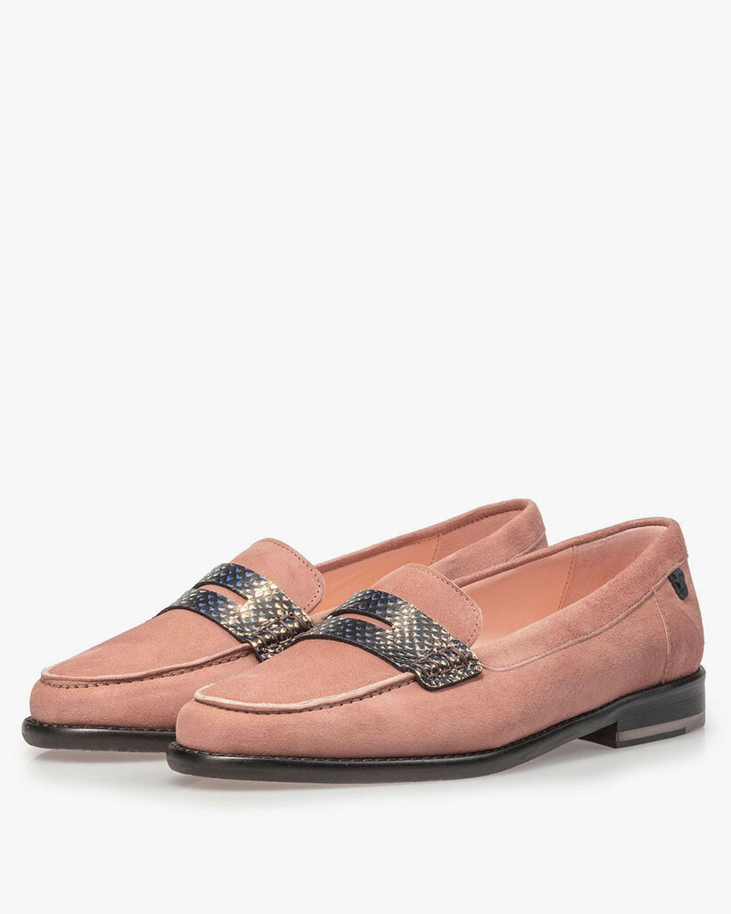 Rosa Wildleder-Loafer