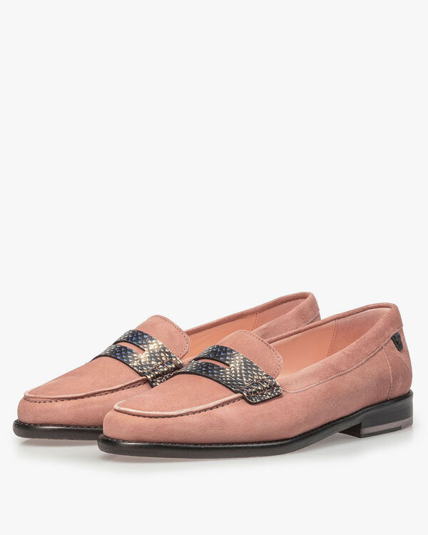 Rosa Wildleder-Loafer