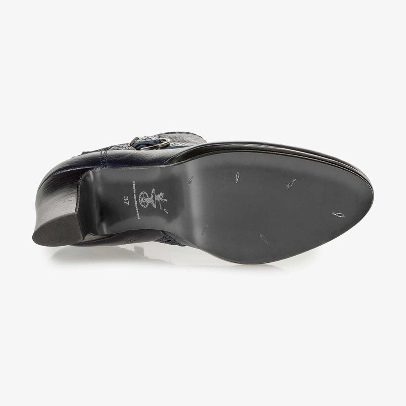 Blaue Kalbsleder-Stiefelette
