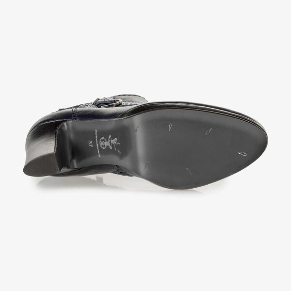Blaue Kalbsleder-Stiefelette