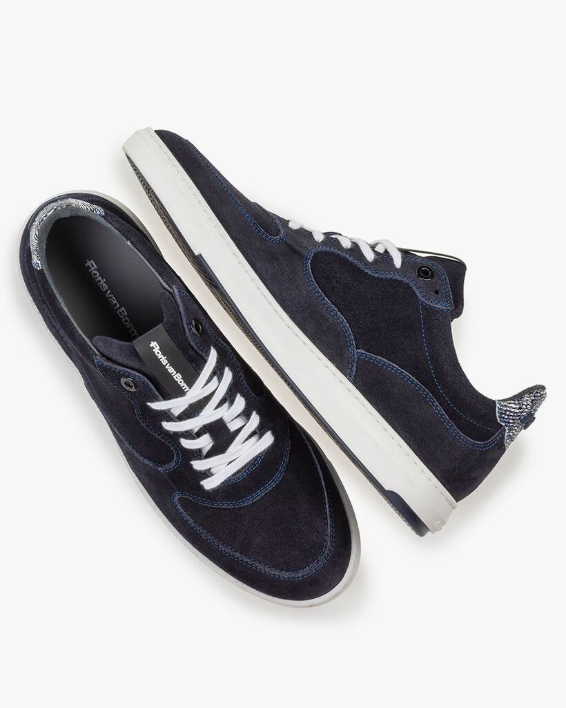 Sneaker mit Print Wildleder blau