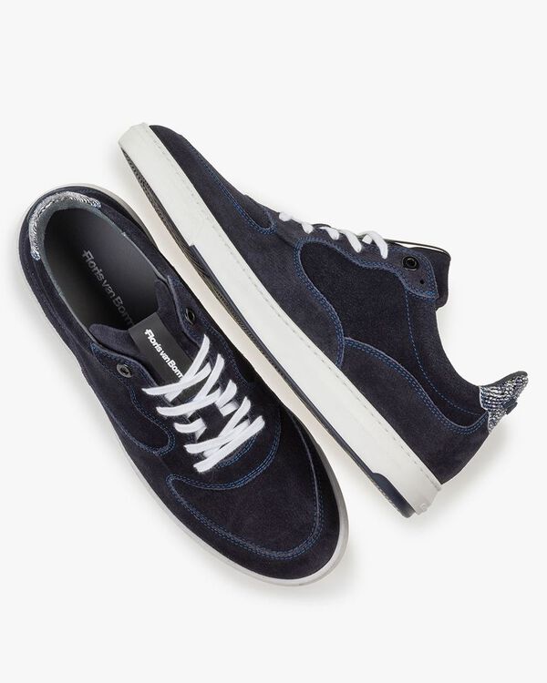 Sneaker mit Print Wildleder blau