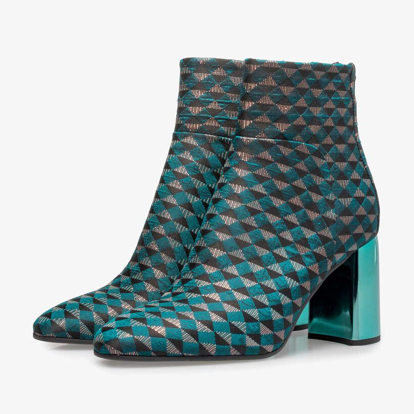 Gr&uuml;ne Stiefelette mit Grafikprint