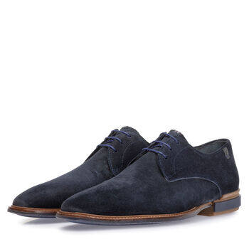 Schn&uuml;rschuh blau Wildleder