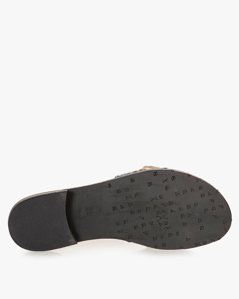 Slipper Leder mit Print blau
