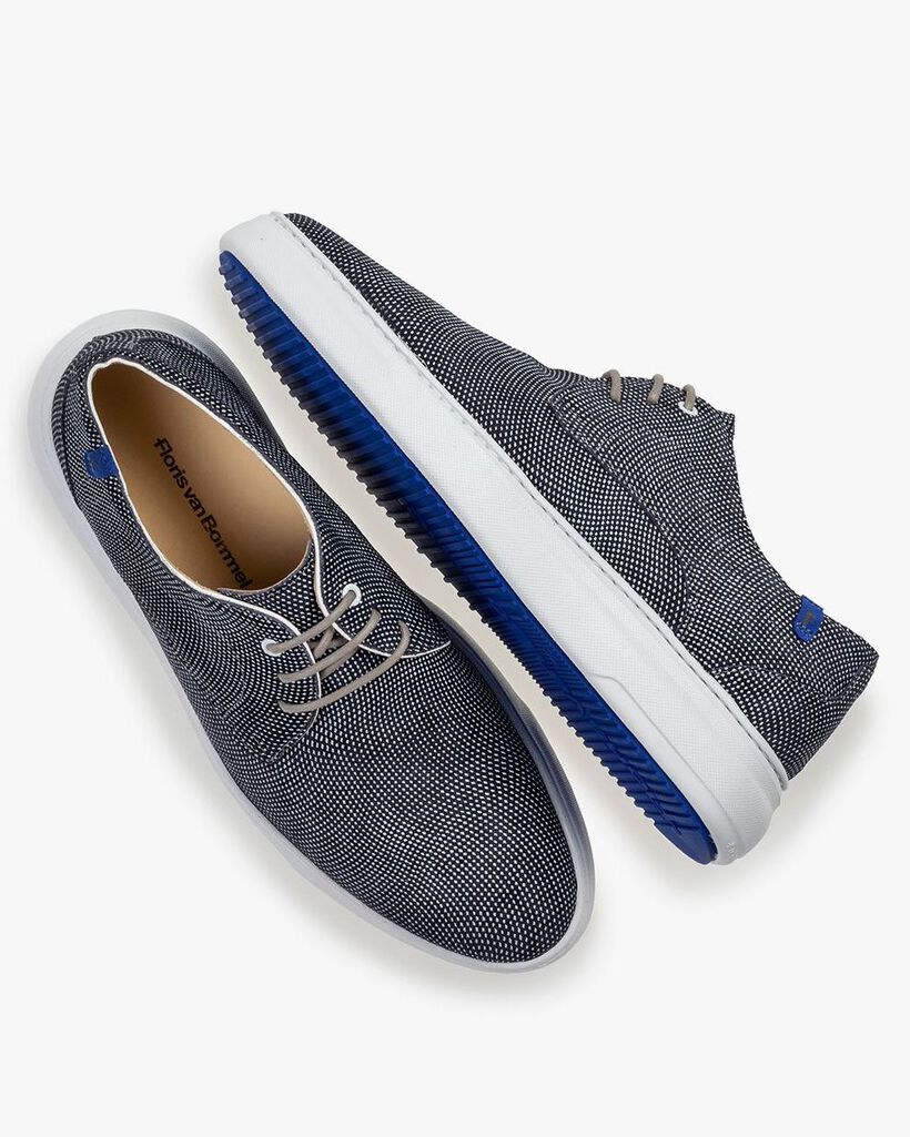 Sneaker mit Print Wildleder blau